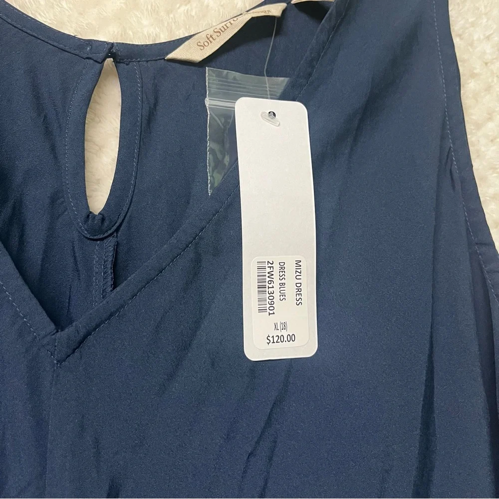 Soft Surroundings Mizu Dress Blues Flowy Maxi Dress Size XL Back Slit NWT - Picture 12 of 13